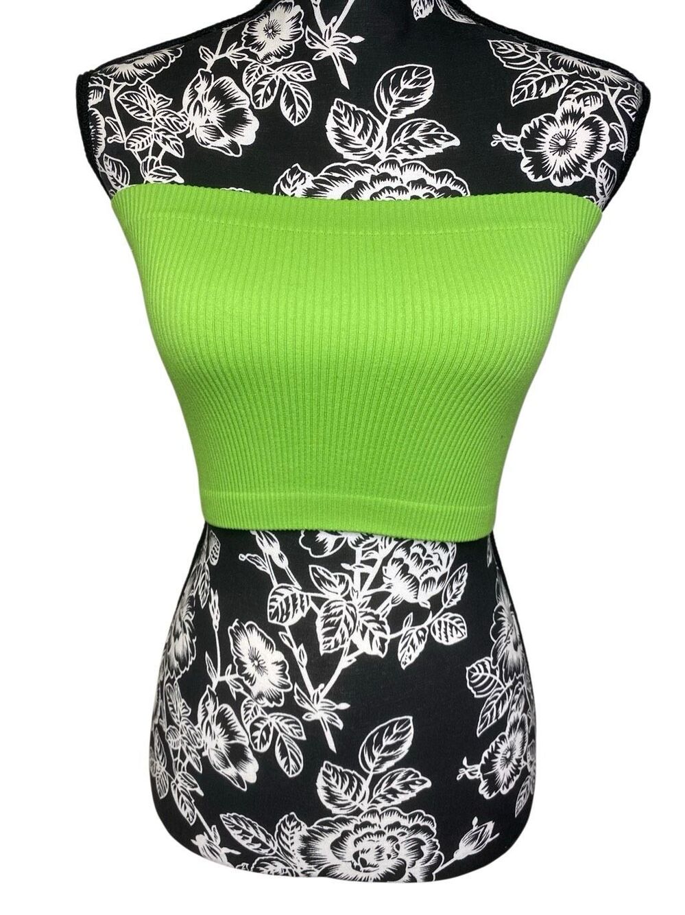 Love Poem Lime Green Ribbed Seamless Tube Top Stretch Y2K Bandeau Crop Top